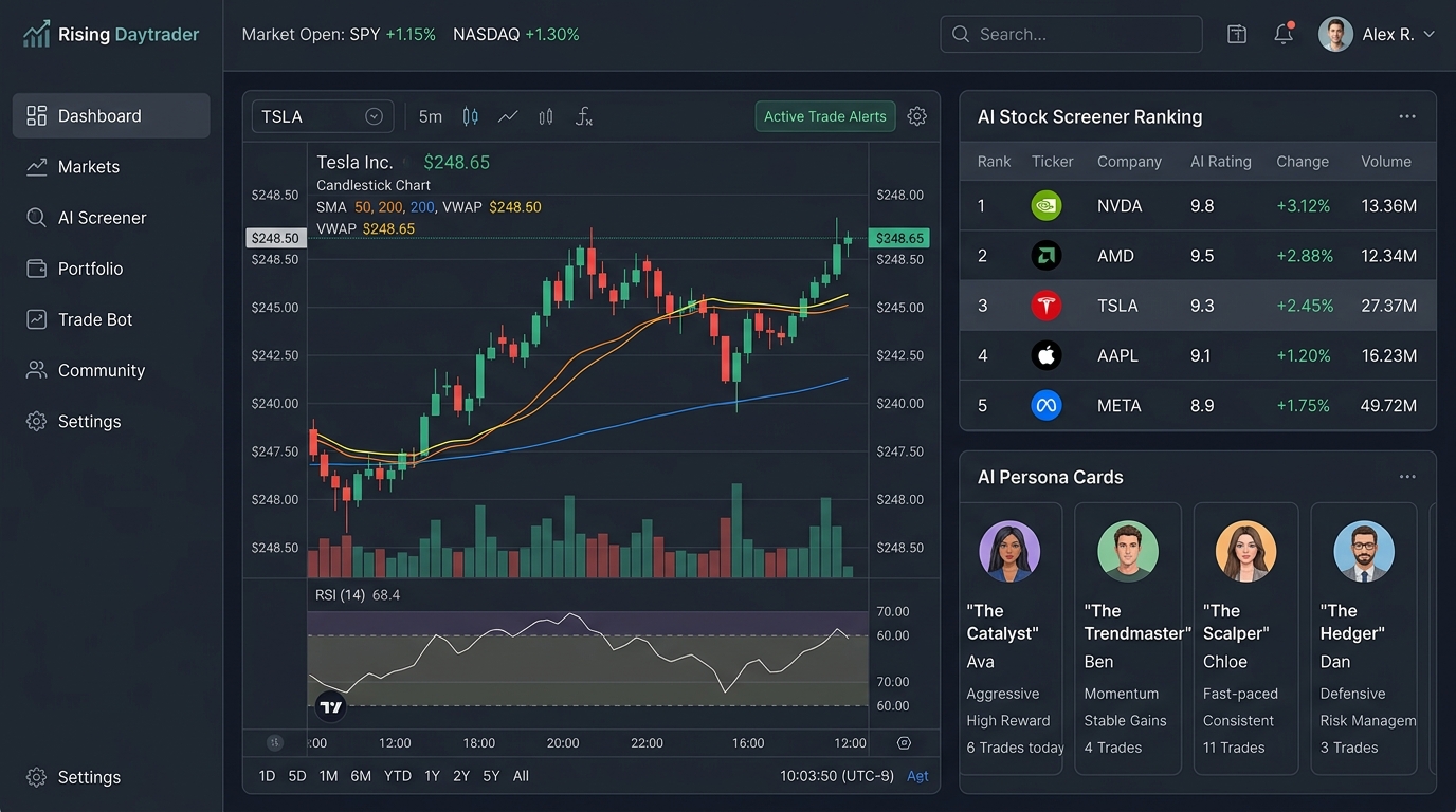 Rising Daytrader AI自動売買ダッシュボード画面
